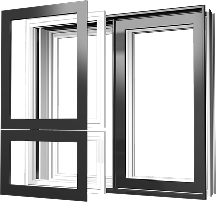 Aluminum and PVC hybrid window assembly